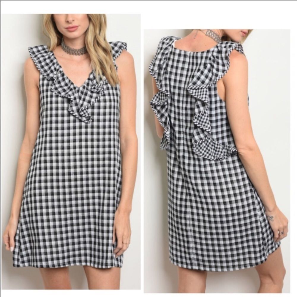 🪷gingham ruffled Dress